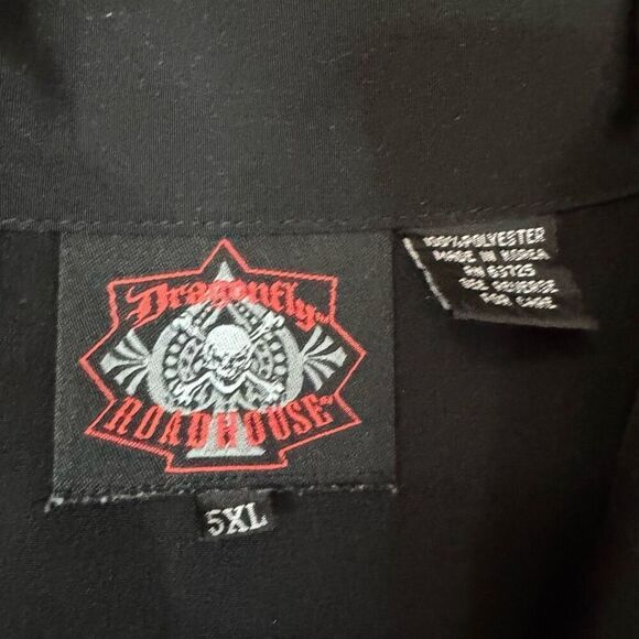 Dragonfly Roadhouse Size 5XL Short Sleeve Freedom To Ride Button Up Black Biker - Picture 2 of 6